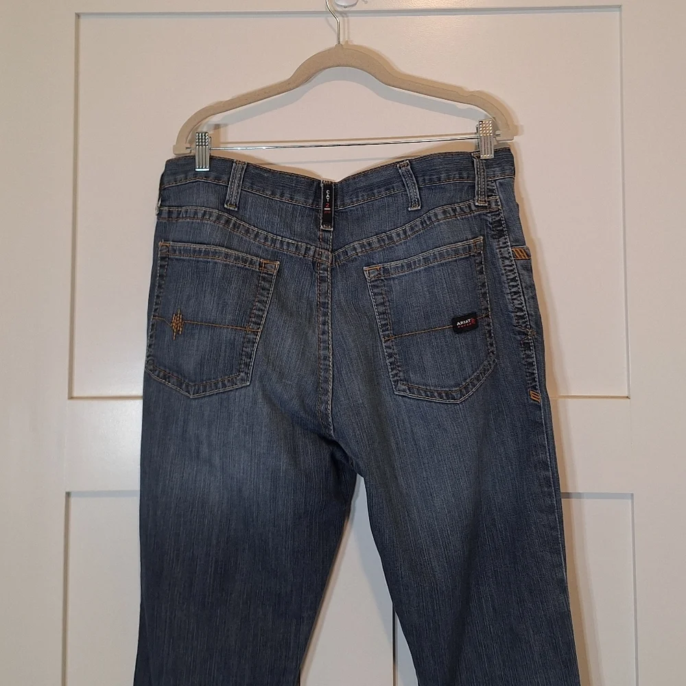 Ariat FR M4 Boot Cut 38 X 31.5 Low Rise Jeans Whiskered Faded